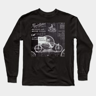 Dark Academia Steampunk old advertisement chalkboard paris vintage bike Long Sleeve T-Shirt